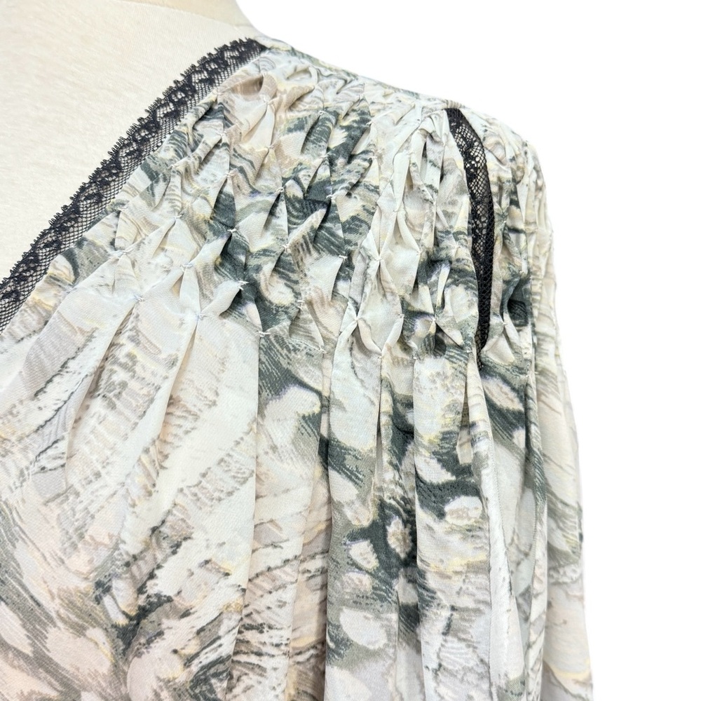 BEBE Dress with plenty smocking on shoulders , sleeves and yoke of the skirt. - Picture 5 of 9